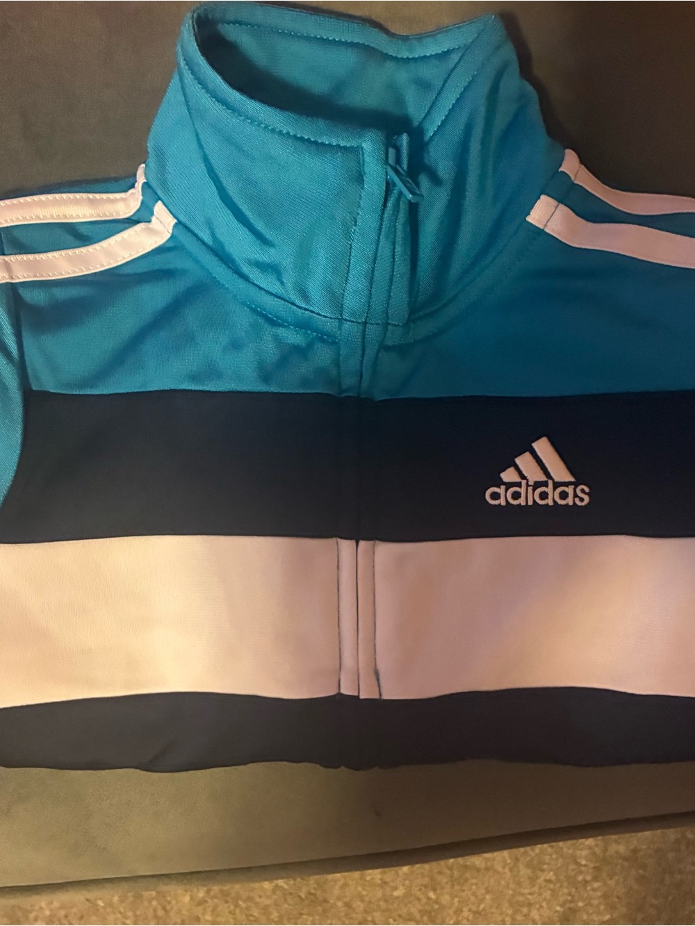 adidas Kids Teal, Navy & White Colorblock Track Jacket